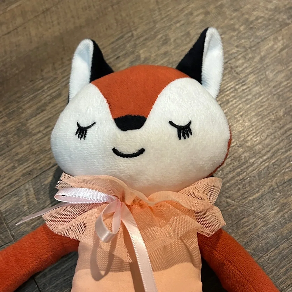 Ganz 15 inch Blossom And Bows Fox‎ with Peach Dress Stuffed Animal Toy